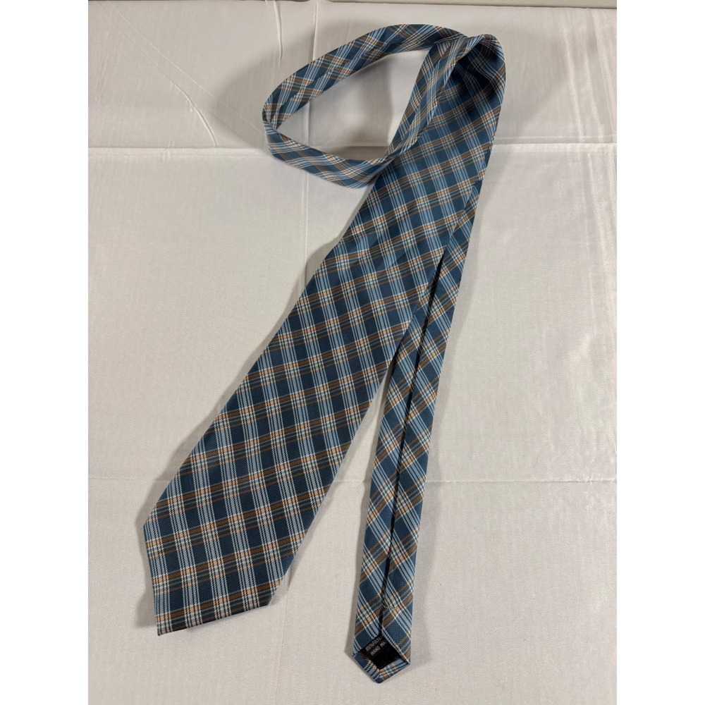 Borrelli Blue Plaid Hand Stitched Necktie Mens Classic Handmade Polyester Tie